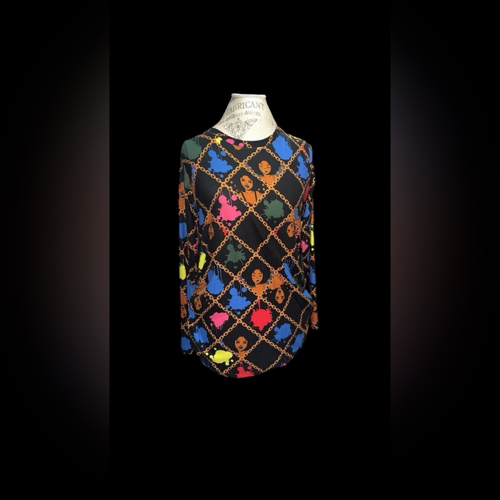 Eye Candy Multicolor Chain Pattern Long Sleeve Top